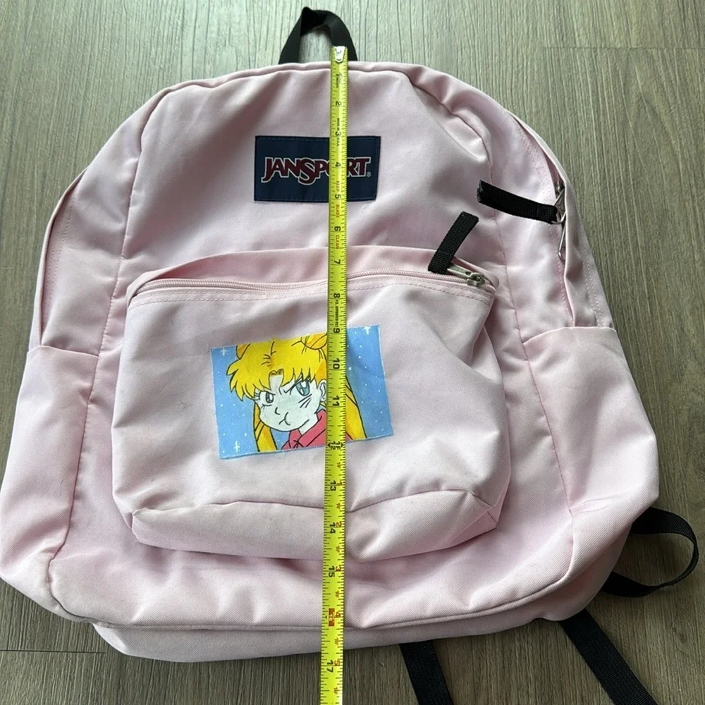 Jansport Light Pink Kids Backpack with Sailor Moon Usagi Tsukino Cartoon Design